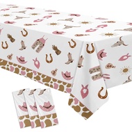 3 Pek Hiasan Parti Cowgirl Barat Alas meja untuk Mandi Bayi Ulang Tahun, Perlengkapan Pesta Hari Lah