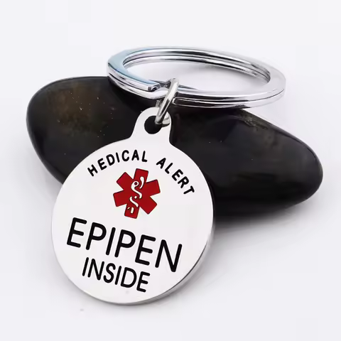 Epipen Tag, Epipen Bag Tag - ESA Tag - Zipper Pull - Entirely Surgical Stainless Steel Medical Alert
