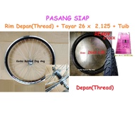 26 x 2.125 DOUBLE WALL PASANG SIAP rim 26" basikal gear , tayar  26"x2.125 dan tuib . Terus pasang k