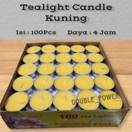 LILIN Tealight Candle Prayer Candle Decorative Candle Yellow Color 4 Hours Contains 100Pcs