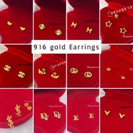 916 Emas Anting-anting Subang Fashion Love Bear GG CC Swan CD Mickey Star Love Ribbon / 916 Gold earrings / 916黄金耳环耳钉