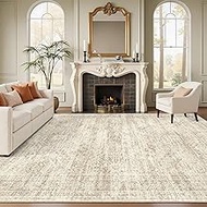 Washable Area Rug 8x10, Large Soft Rugs for Living Room Vintage Beige Carpet 8x10 Area Rugs for Bedr