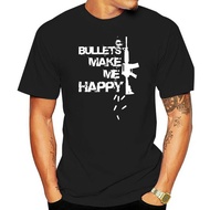Black Fashion T-Shirts AWM Gun BULLETS MAKE ME HAPPY 100% Cotton Crew Neck Russia Arm AK 47 T-shirt 