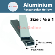 1/2 x 1 Aluminium Hollow Rectangular Hollow / Bar Berongga Aluminium 长方通 -2ft/ 4ft/ 6ft/ 8ft MASONLI