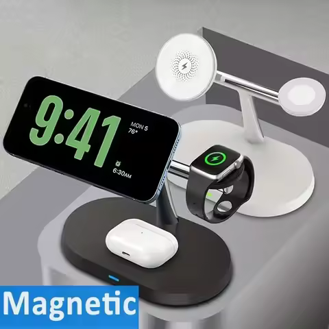 3 IN 1 Magnetic Desktop Wireless Charger For Magsafe iPhone 17 16 15 14 13 12 Apple Watch 2-8 SE Air