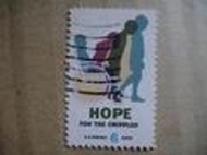 【靖】∮美國郵票∮U.S.A《美國1969年》➠殘障者復健紀念{輪椅 專題}6c➠*信銷票*