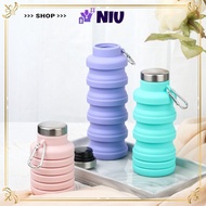 NIU Foldable Water Bottle, 17oz Leakproof Collapsible Water Bottle, Portable Silicone Eco-Friendly L
