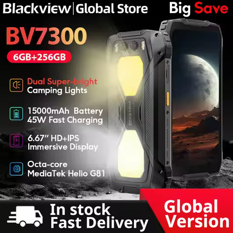 Blackview BV7300 Rugged Phone 6.67'' HD+ IPS 90Hz Display Dual Camping Light NFC 15000mAh 45W Fast C