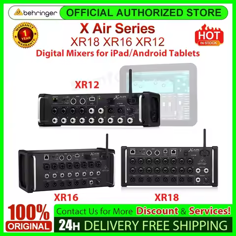 Behringer X Air XR18 XR16 XR12 Rackmount Digital Mixer for iPad/Android Tablet with Midas Preamps, W