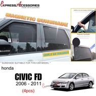 (Magnetic) Car Sunshade suitable for HONDA CIVIC FD 2006-2011 MAGNETIC SUNSHADE Kereta Magnet Sun Sh