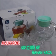 TEAPOT SET 4 MOTIF BOLA KIMGLASS/TEKO GELAS KADO