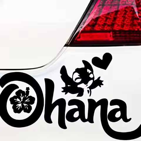 Ohana Family Love Heart Hawaiian Flower Vinyl Decal Stickers Creative Car Motorcycle Body Decorative