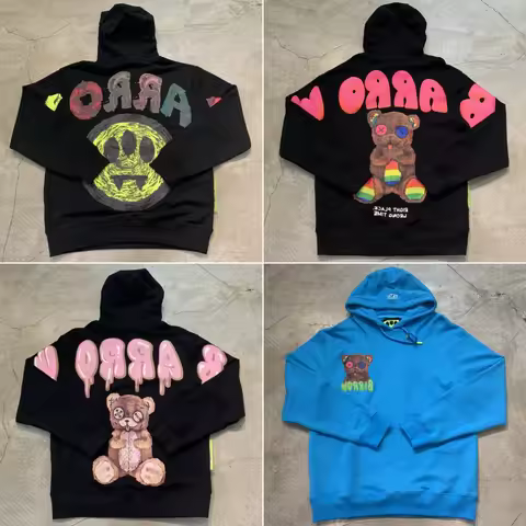 KT VIVA ITALIAN UNISEX LIGHT MEN WOMEN BR FELPA WITH CLASSICAL PRINT LETTER BEAR COTTON 400gram 10E 