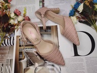 NOBLESSE   Korean Block-Heel Closed Sandals Heels Shoes 3inch( flash leather )