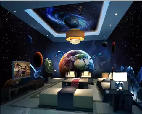 beibehang HD Silky Personality Wall paper Universe Galaxy Beautiful Earth 3D Theme Space Full House 
