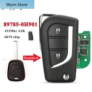 89785-0H901 Upgrade Flip Remote Car Key Fob 433MHz 4D70 Chip for Toyota Aygo 2005-2014 2 Buttons VA2