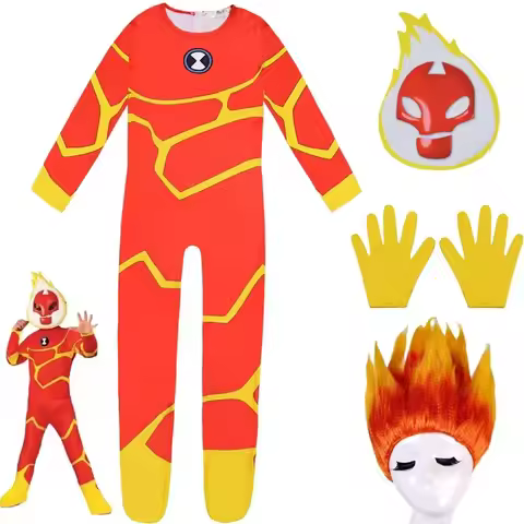 JP COS Boys Halloween Costumes for kids Games Ben 10 Fireman Cosplay Bodysuit Carnival Party Clothin