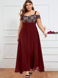 Vestidos de noche talla grande vestido largo con encaje hombros descubiertos elegantes moda para mujer