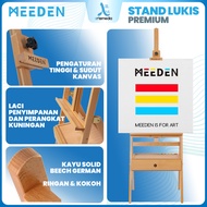 Meeden Floor Easel H-Frame Large Drawer Studio Solid Wood Stand Painting