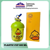 G.Duck Kids Bottle Cute Character Water 600 ML/Creative Straw Water Bottle 600ml Leakproof, Large Ca