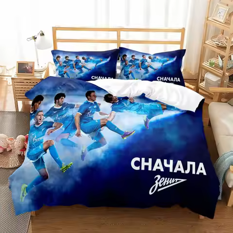 Football FC Zenit Saint Petersburg Bedding Set Boys Girls Twin Queen Size Duvet Cover Pillowcase Bed