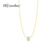 MJ Jewellery 999.9/24K Gold Foil Inlaid White Jade J1 with 375/9K Gold Necklace Set