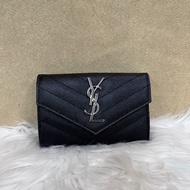 YSL 黑魚子醬銀釦小型信封錢包 全新離櫃