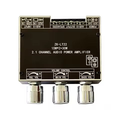 A57G-ZK-LT22 5.1 Bluetooth Power Amplifier Board Dual 15W 2.1 Channel Amplifier Board with 30W Subwo