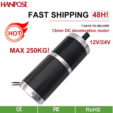hanpose Motor de reducción CC planetario de 250KG 60GX6092R 60mm 12mm de diámetro de eje, motor de v