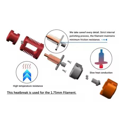 Metal Heatbreak Throat for Red Lizard V5 Pro K1 3D Printer Extruder Hot End 1.75mm Filaments Heat Br
