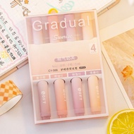 4Pcs Highlighter Set Creative Gradient Color Soft Fiber Head Marker Pen Student DIY Art School Journ