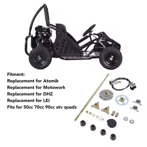 Go Kart Rear Live Axle Kit Sturdy Chain Sprockets 29in Axle Length Disc Brake Calipers Kit for 50cc 