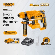 INGCO 20V Lithium-Ion Brushless Cordless P20S Rotary Hammer Drill Chipping Gun with Battery & Charge