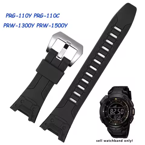Black Resin silicone watchband for CASIO PROTREK PRG-110Y PRG-110C PRW-1300Y PRW-1500Y waterproof sp