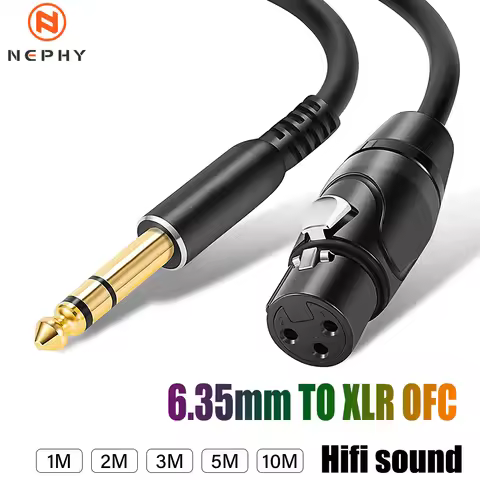 High quality 6.35mm To XLR Female Cable Karaoke Microphone Mixer Guitar Speaker Cannon TRS Stereo Ba