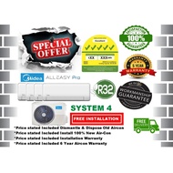 Midea (WIFI) R32 Multi-Split Sys 4 AC + FREE Dismantle &  Dispose Old Aircon + FREE Installation + F