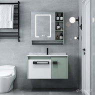 ‍🚢Solid Wood Bathroom Cabinet Combination Set Stone Plate Ceramic Whole Washbin Wash Basin Washstand Smart Mirror Bathro