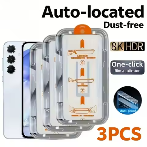 3Pcs One Click Installation Tempered Glass for Galaxy A13 A15 A16 A25 A26 A35 A36 A55 A56 A73 5G 4K 
