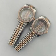 36/39MM Between Rose Watch Case Stone Bezel Stainless Steel Case+Strap for NH35/NH36/4R/7S Movement