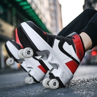 Pulley Runaway Shoes Roller Skates Four-Wheel Deformation Shoes Children Teenagers Wheel Shoes Doubl