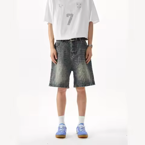 2026 New Summer Shorts Jeans Men Baggy Denim Pants Y2K Stretch Fashion Vintage Men's Jeans Slim Stra
