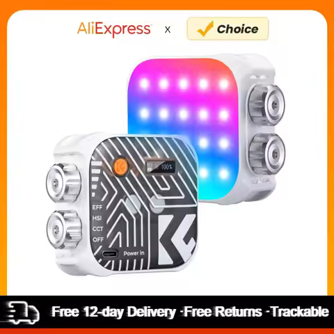 K&F CONCEPT Pocket RGB Video Light Magnetic LED Fill Light Video Conference Lighting 2500K-9900K Dim