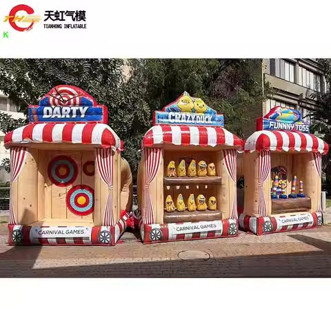 2026 New Design 3 IN 1 Inflatable Carnival Game Crazy Duck Dart Board and Ring Toss Sport Games