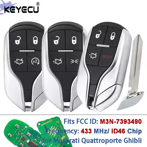 KEYECU FCC ID: M3N-7393490 434MHz PCF7953 ID46 chip 5 Buttons Smart Remote Key Fob for Maserati Quat