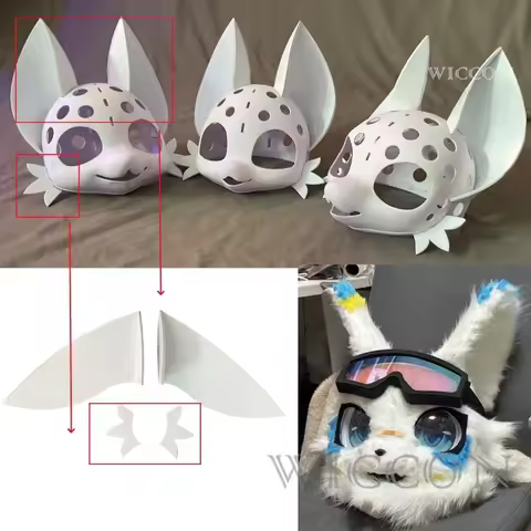 Anime Cosplay Furry Ear Mask Skull Kig Cute Japanese Beast Headear COS Beast Mask Costume Props Hall