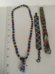 一手三條微型珠仔手織頸鏈，手串，頭帶珍藏版。共售200元。no.A12.12.23