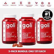 3 Botol Vitamin Gummy Goli Apple Cider Vinegar - Vitamin B12, Bebas Gelatin, Bebas Gluten, Vegan & B