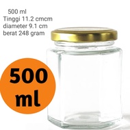 500ML Haxegonal Glass Bottle 500ml Gold Cap hexagonal Glass Bottle/