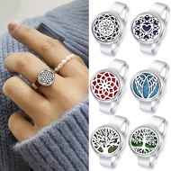 Fashion Tree Of Life Aromatherapy Ring Stainless Steel Spiral Open Perfume Diffuser Locket Heart-Sha