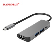 Rankman Type C Thunderbolt 3 to HDMI-compatible 4K USB C 3.0 Adapter Hub for Samsung S21 Dex P30 Xiaomi 10 PS5